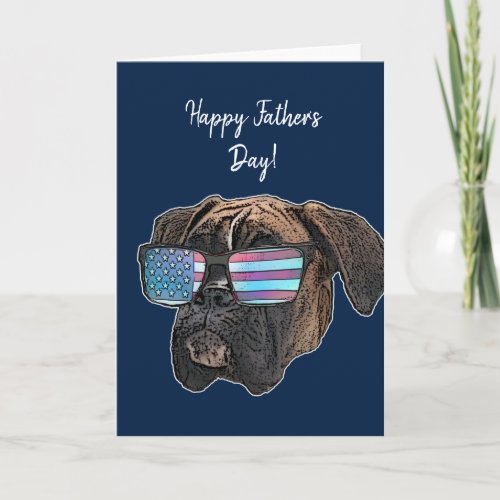 Happy Fathers day boxer dog greeting card