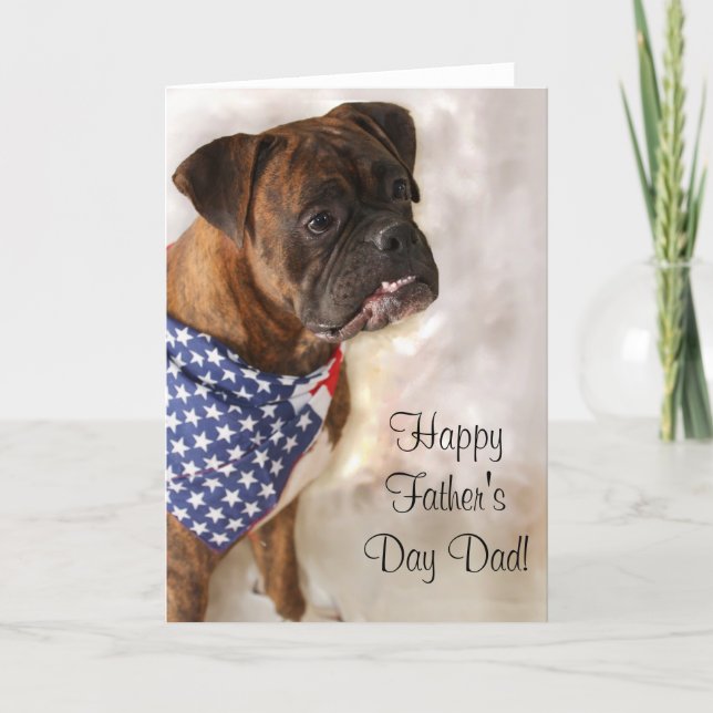 Happy Father's Day Boxer dog greeting card (Front)