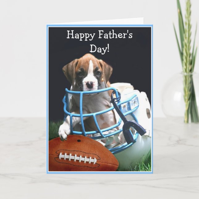 Happy Father's Day boxer puppy greeting card (Front)