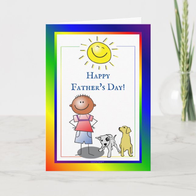Happy Father's Day Boy And Dog Card (Front)
