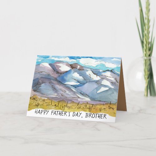 Happy Fathers Day Brother Desert Mountain Range  Holiday Card