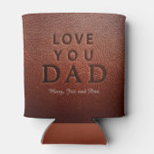 Happy Father's Day brown leather 3 photo collage Can Cooler (Back)