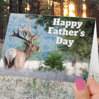 Happy Father's Day Bull Elk Photo Template Card