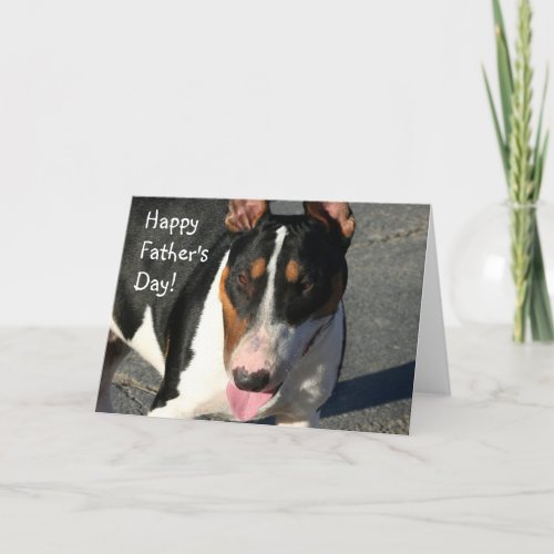 Happy Fathers Day Bull Terrier greeting card