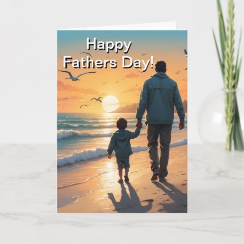 Happy Fathers Day Card _ Sunset Beach Walk