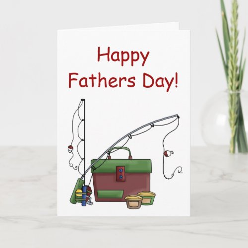 Happy Fathers day card with fishing