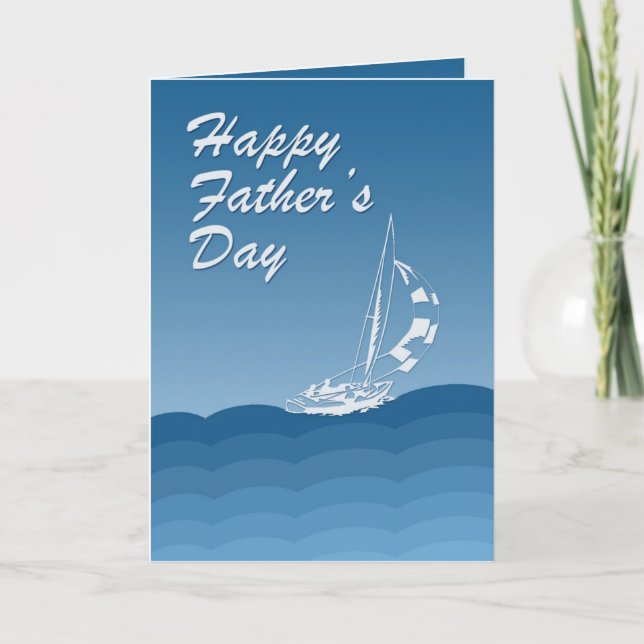 Happy Father's Day card with sailing yacht (Front)