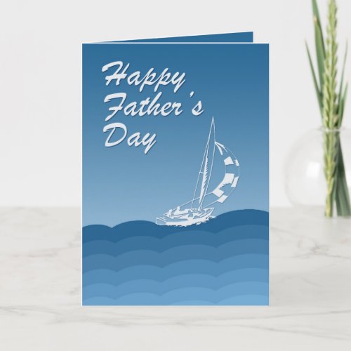 Happy Fathers Day card with sailing yacht