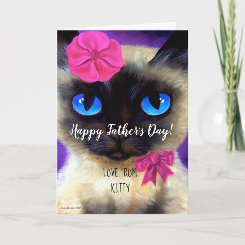 Happy Fathers Day Cat Dad Painting Whimsical Funny Card