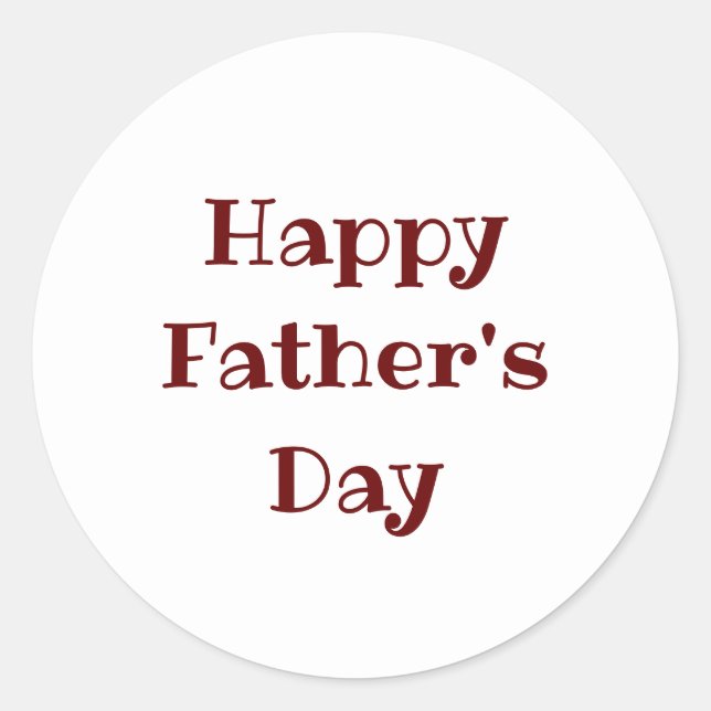 Happy Father's Day Classic Red Typography  Round Sticker (Front)