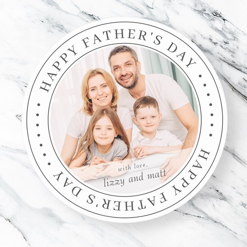 Happy Fathers Day Classic Simple Photo Classic Round Sticker