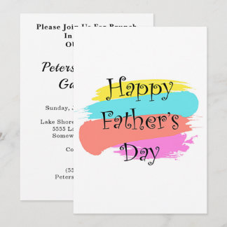 Happy Fathers Day Colorful Family Gathering Brunch Invitation