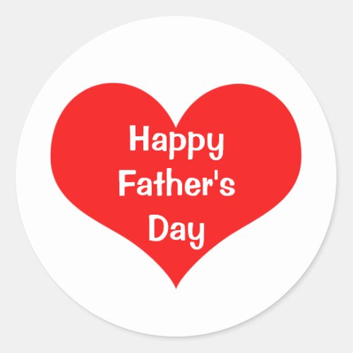 Happy Fathers Day  Colorful Heart Red White Custom Classic Round Sticker