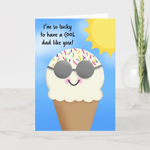 Happy Fathers Day Cool Dad Cute Ice Cream Cone  Holiday Card