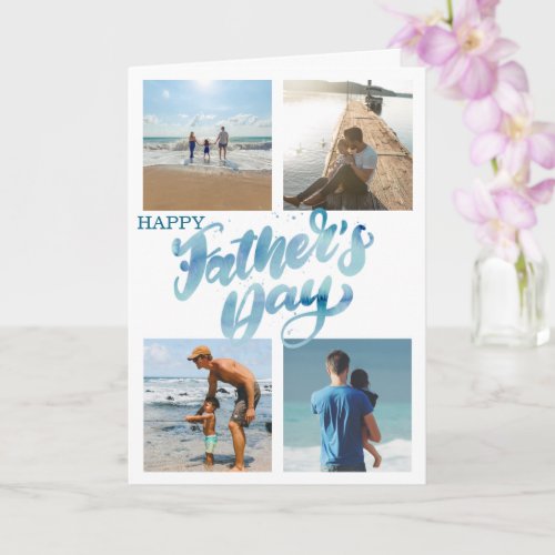 Happy Fathers Day Cool Minimal Photo Collage Card