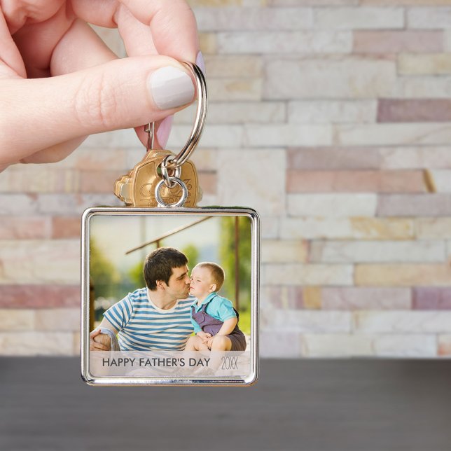 Happy Fathers Day Custom Dad and Child Photo Keychain (Creator Uploaded)