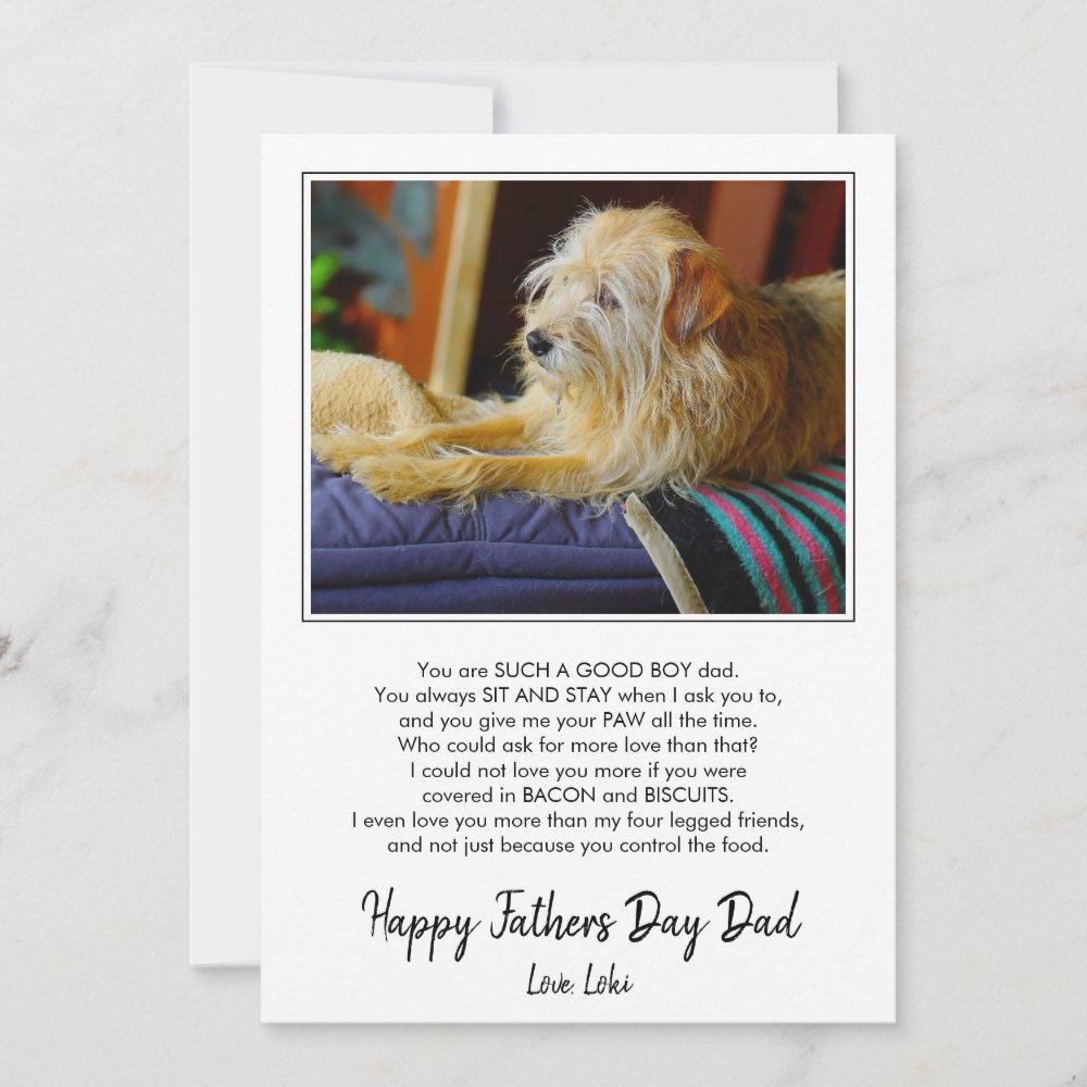 Disover Happy Fathers Day Custom Dog Photo Funny Holiday Card