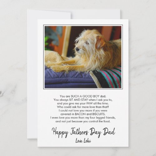 Happy Fathers Day Custom Dog Photo Funny Holiday Card