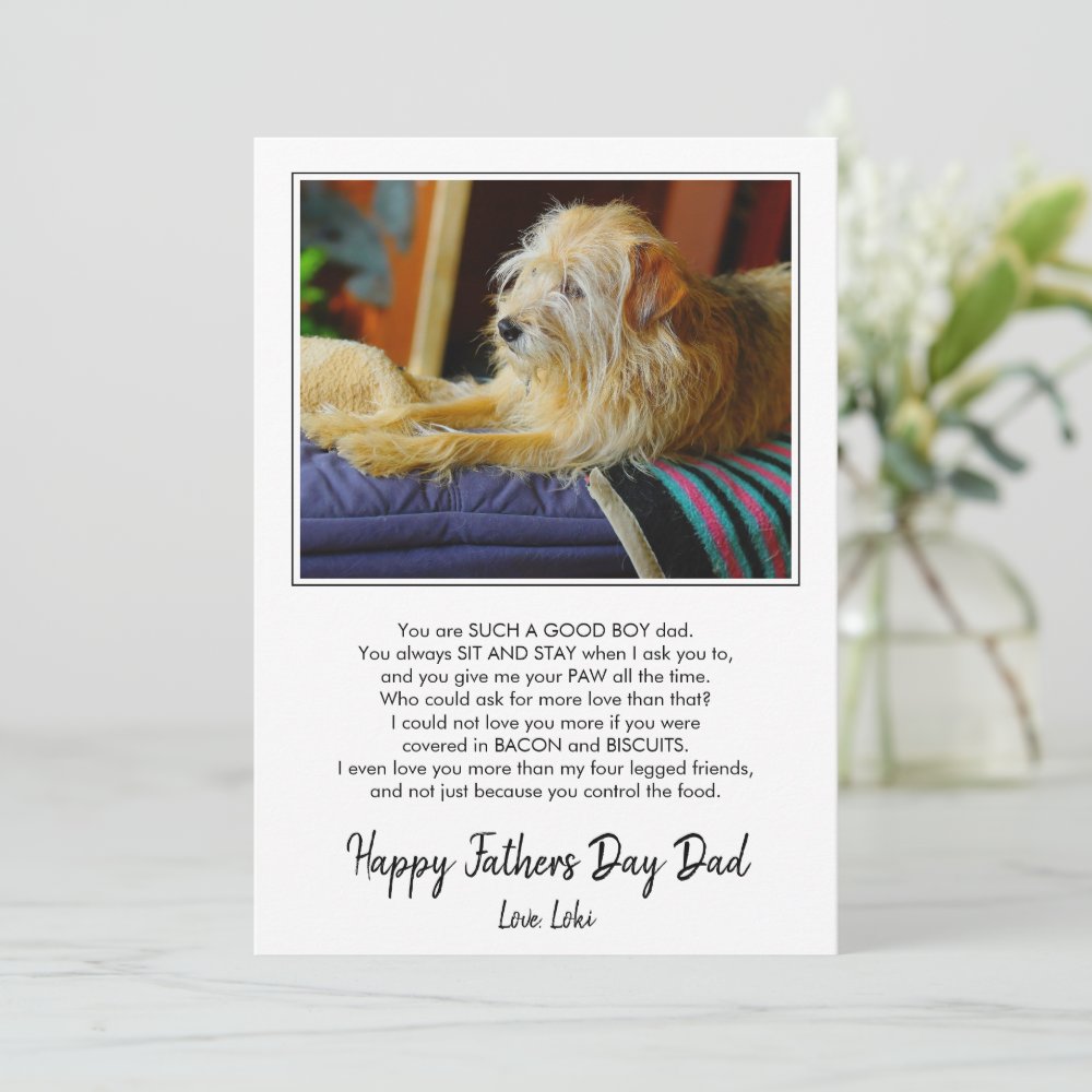 Discover Happy Fathers Day Custom Dog Photo Funny Holiday Card