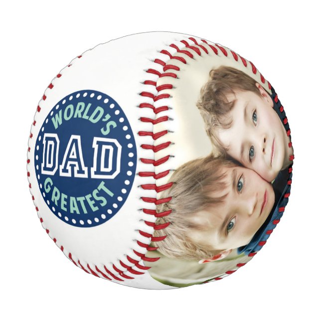 Happy Father's Day Custom Family Photos Baseball (Angled)