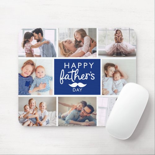 Happy Fathers Day  Custom Photo Family Collage Mouse Pad