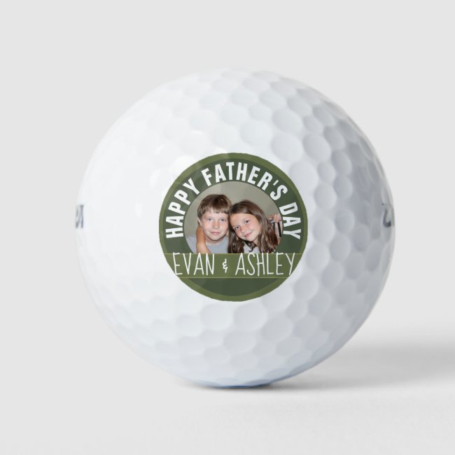 Happy Father's Day - Custom Photo Template - olive Golf Balls