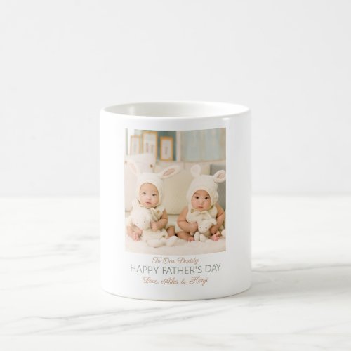 Happy Fathers Day Custom Photo Twins Coffee Mug