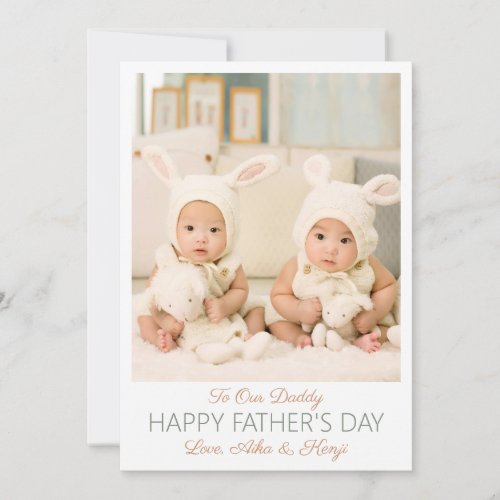 Happy Fathers Day Custom Photo Twins Holiday Card