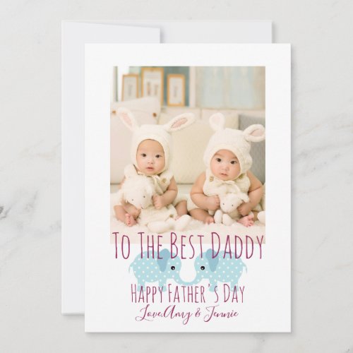 Happy Fathers Day Custom Photo Twins Holiday Card