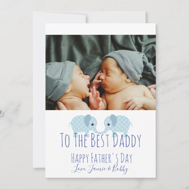 Happy Father's Day Custom Photo Twins Holiday Card (Front)