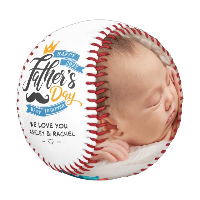 Happy Father's Day Custom Photos Baseball (Angled)