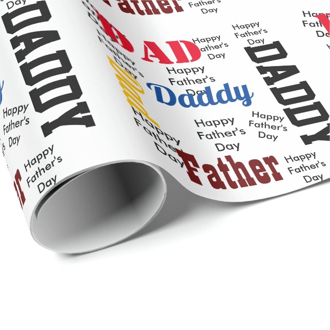 Happy Father's Day Custom Text Greeting Wrapping Paper (Roll Corner)