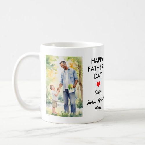 Happy Fathers Day Customizable with Three Photos Coffee Mug