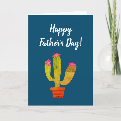 Happy Fathers Day cute cactus plant greeting Card