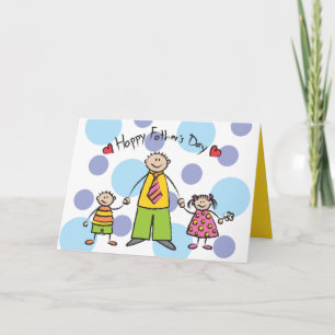 Happy Father's Day Cute Cartoon Family Greeting Card