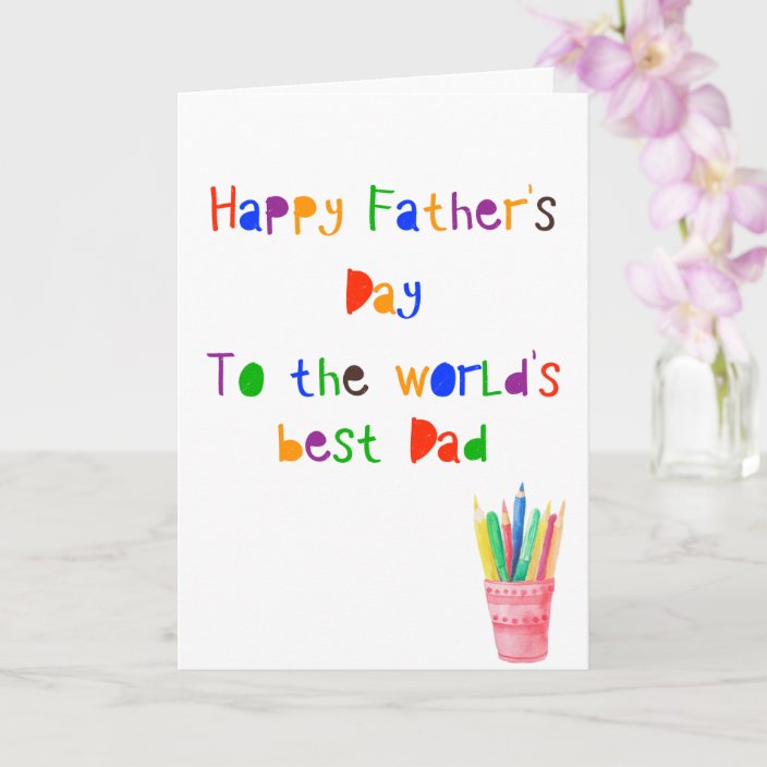 Happy Father's Day Cute From Kids Colors Card | Zazzle.com