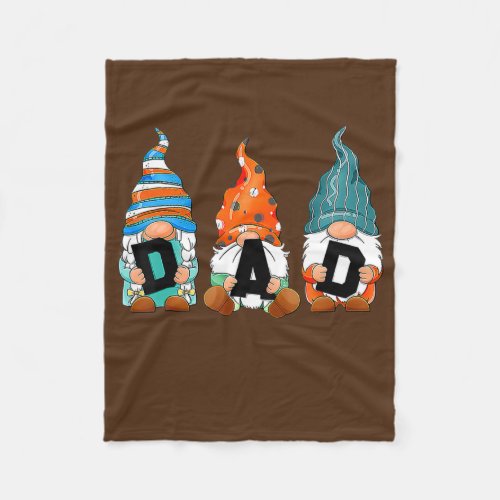 Happy Fathers Day Cute Gnomes Floral For Dad  Fleece Blanket