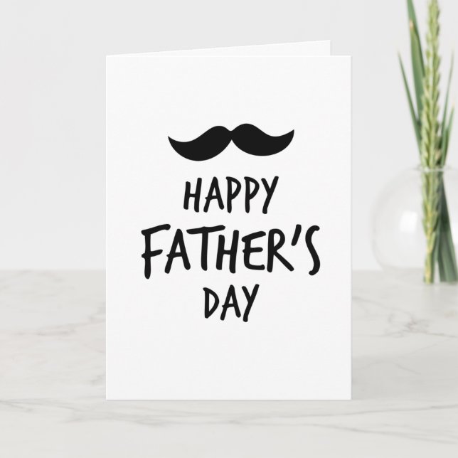 Happy Fathers Day Cute Mustache Personalized Card (Front)