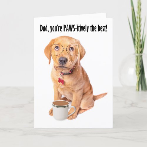 Happy Fathers Day Cute Puppy in Glasses Holiday Card