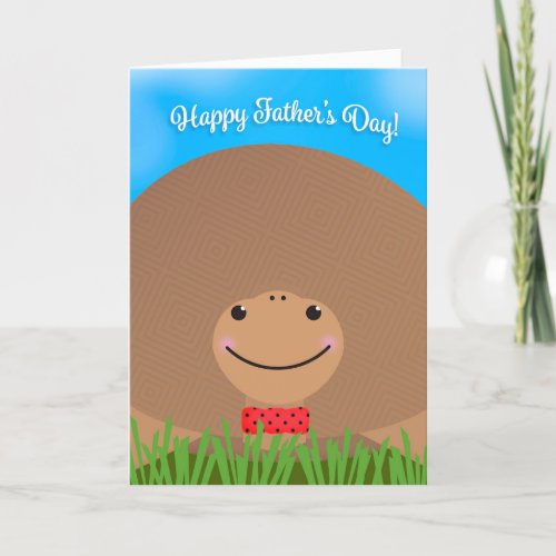 Happy Fathers Day Cute Tortoise in Bow Tie  Holiday Card