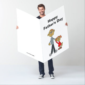 Happy Father's Day Dad and Daughter Cartoon Big Card