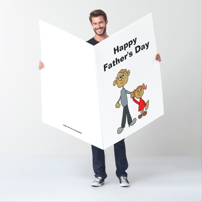 Happy Father's Day Dad and Daughter Cartoon Big Card (In Situ)