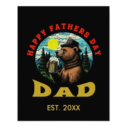 Happy Fathers Day Dad Beer Mug Outdoorsman Bear  Photo Print