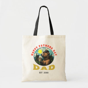 Happy Father's Day Dad Beer Mug Outdoorsman Bear Tote Bag