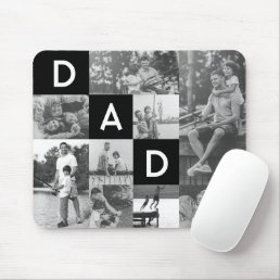 Happy Fathers Day Dad Black &amp; White Photo Grid Mouse Pad