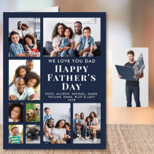 Happy Father's Day Dad Blue Photo Jumbo Card