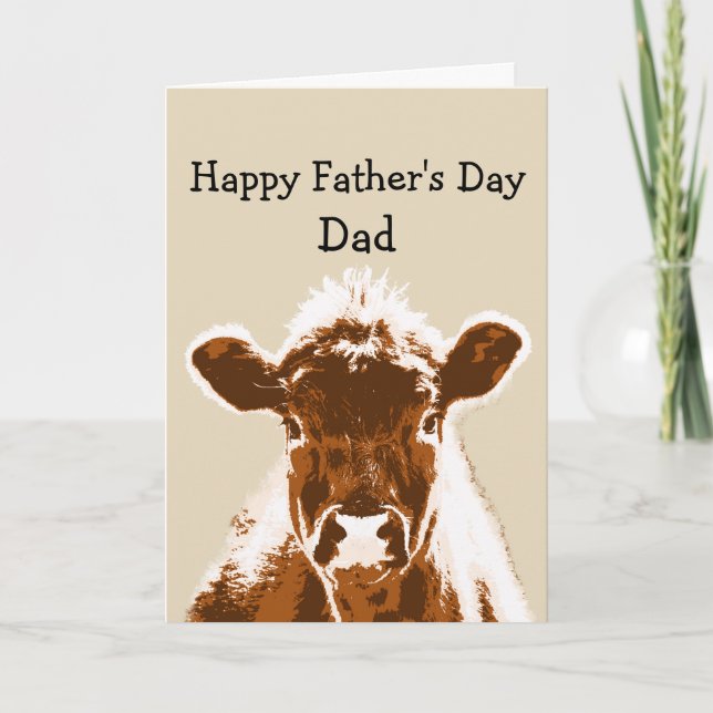 Happy Father's Day Dad Cow Joke Humor Card (Front)