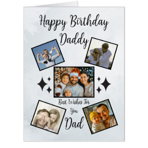 Happy Fathers Day Dad Custom 5 Photo Collage Cool Card