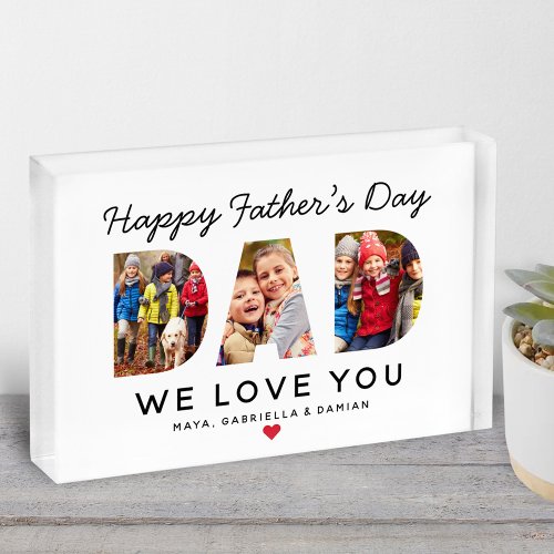Happy Fathers Day Dad Custom Collage Photo Block
