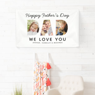 Happy Fathers Day Dad Custom Photo Collage Banner